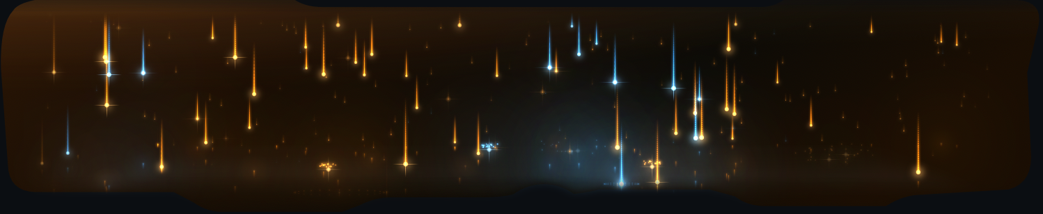 Gold and ice-blue falling light inside the player